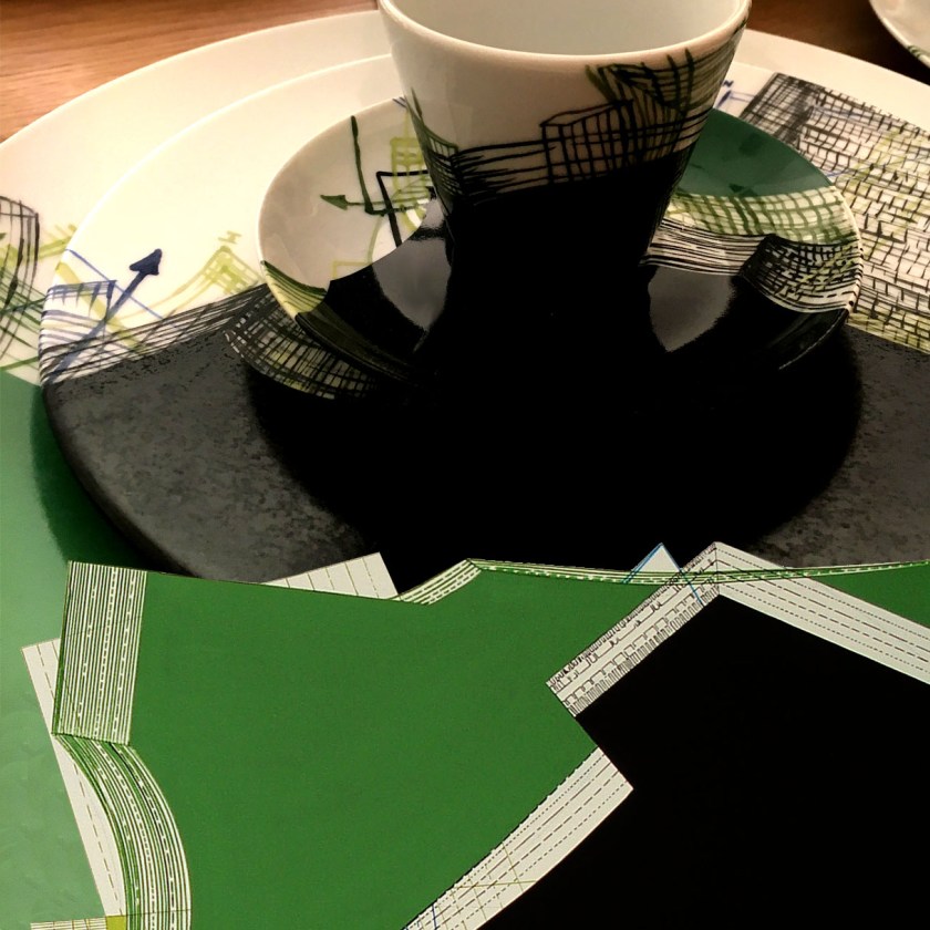 detalle de taza y plato de café. Patrones