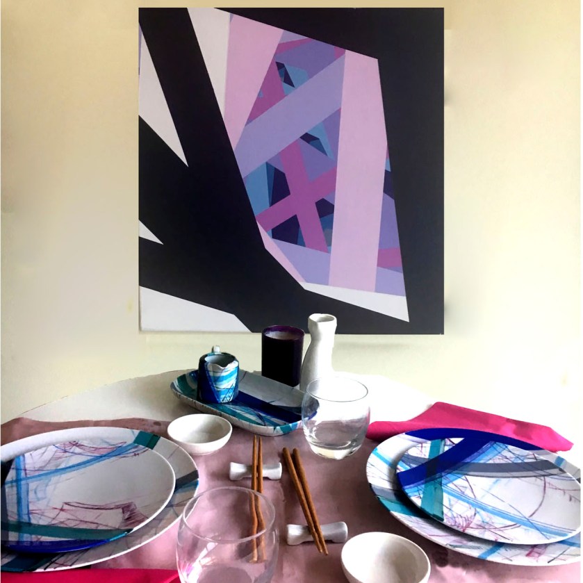 cena con cuadro serie Patricia